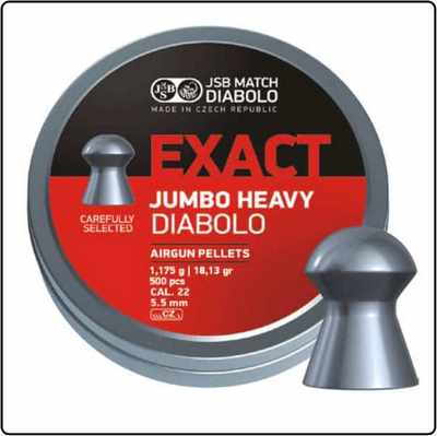JSB DIABOLO JUMBO EXACT HEAVY PELLETS 5.5MM - 500 Pieces 